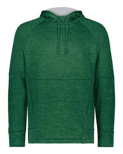 Holloway Men's All-Pro Performance Fleece Hooded Sweatshirt 223580 #color_Dark Green Heather/ Silver