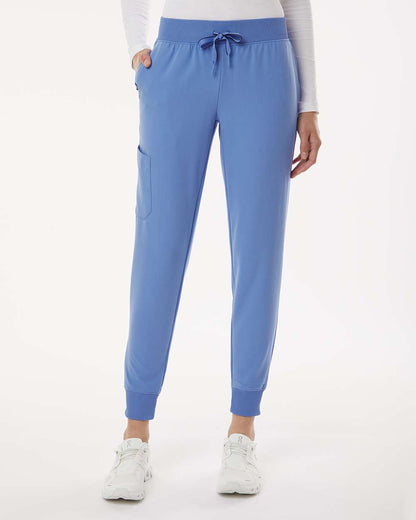Jaanuu Women's Petite Sizes Silex Knit-Waist Scrub Joggers W20003P #colormdl_Ceil Blue