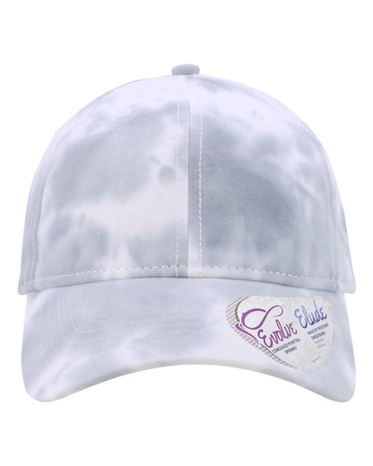 Infinity Her Women's Garment-Washed Fashion Print Cap HATTIE #color_Tie-Dye Slate Blue
