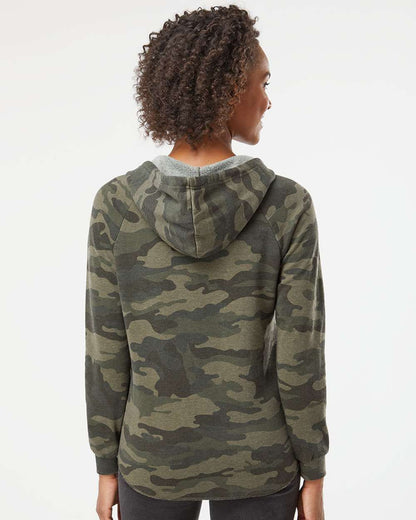 Independent Trading Co. Women’s Lightweight California Wave Wash Hooded Sweatshirt PRM2500 #colormdl_Forest Camo Heather