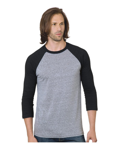 Bayside Triblend Three-Quarter Sleeve Raglan T-Shirt 9525 #color_Athletic Grey/ Black