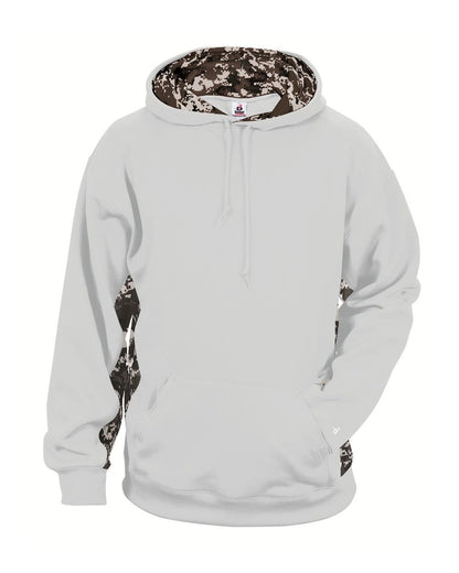 Badger Youth Digital Camo Colorblock Performance Fleece Hooded Sweatshirt 2464 #color_White/ Black