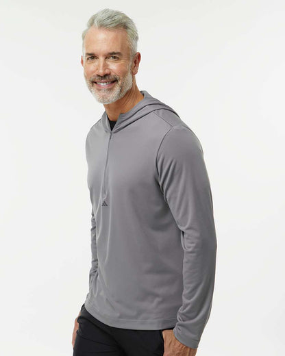 Adidas Men's Lightweight Quarter-Zip Hooded Pullover A596 #colormdl_Grey Three