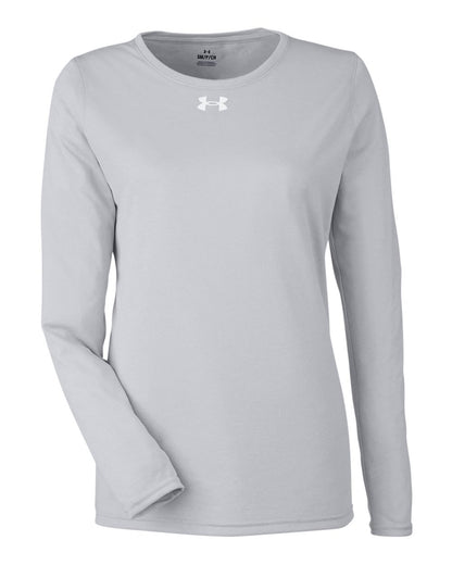 Under Armour Women's Team Tech™ Long Sleeve T-Shirt 1376852 #color_Mod Grey Light Heather/ White