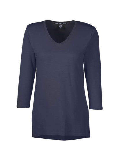 Devon & Jones Women's Perfect Fit™ Bracelet-Length V-Neck Top DP184W #color_Navy