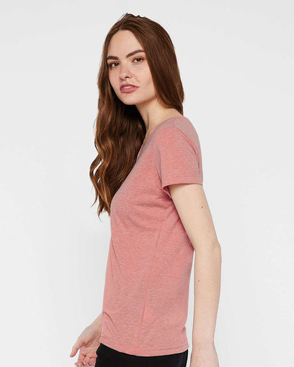 LAT Women's Harborside Mélange V-Neck Tee 3591 #colormdl_Mauvelous Melange