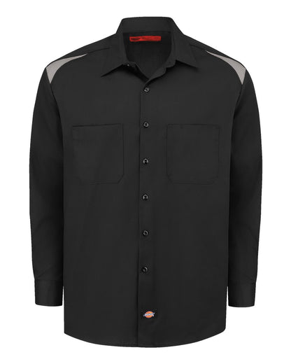 Dickies Men's Tall Long Sleeve Performance Team Shirt 6605T #color_Black/ Smoke