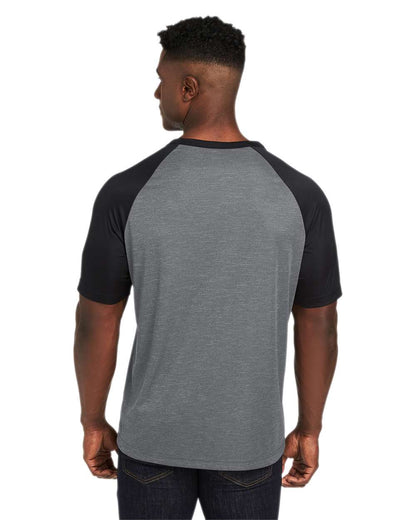 Team 365 Unisex Zone Colorblock Raglan T-Shirt TT62 #colormdl_Dark Grey Heather/ Black