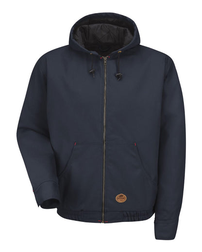 Red Kap Men's Blended Duck Zip-Front Hooded Jacket JD20 #color_Navy Duck