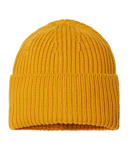 Atlantis Headwear Sustainable Chunky Rib Cuffed Beanie OAK #color_Mustard Yellow