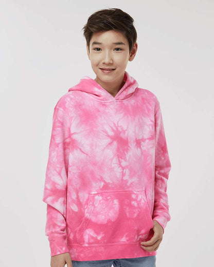 Independent Trading Co. Youth Midweight Tie-Dyed Hooded Sweatshirt PRM1500TD #colormdl_Tie Dye Pink