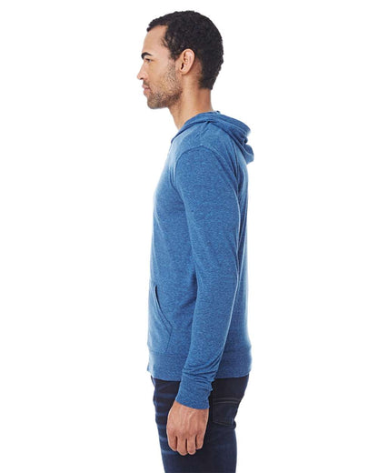 Threadfast Apparel Unisex Triblend Full-Zip Lightweight Hooded Sweatshirt 302Z #colormdl_Royal Black Triblend