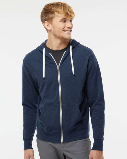 Independent Trading Co. Heathered French Terry Full-Zip Hooded Sweatshirt PRM90HTZ #colormdl_Navy Heather