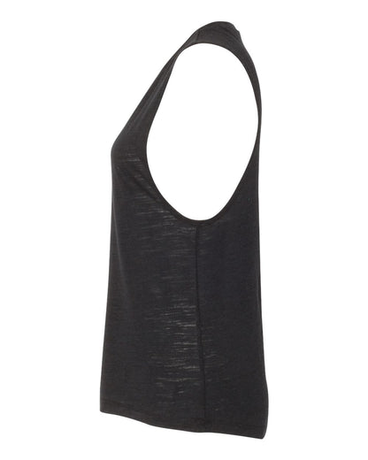 BELLA + CANVAS Women's Flowy Scoop Muscle Tank 8803 #color_Solid Black Slub