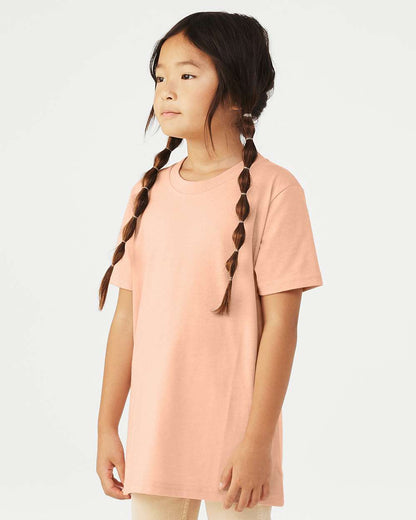 BELLA + CANVAS Youth CVC Jersey Tee 3001YCVC #colormdl_Heather Peach