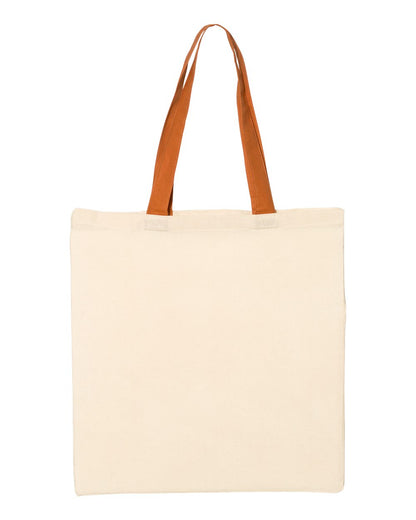 Q-Tees Economical Tote with Contrast-Color Handles QTB6000 #color_Natural/ Texas Orange