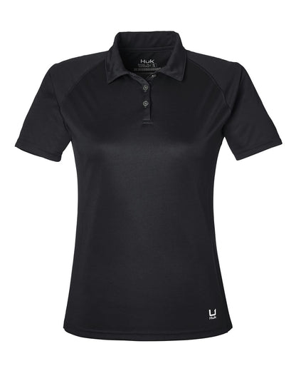 HUK Women’s LoPro Solid Performance Polo H612L03 #color_Black