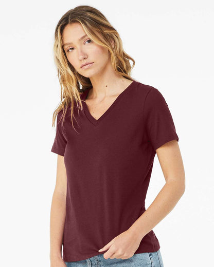 BELLA + CANVAS Women’s Relaxed Jersey V-Neck Tee 6405 #colormdl_Maroon