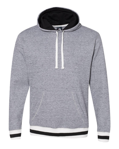 J. America Unisex Peppered Fleece Lapover Hooded Sweatshirt 8701 #color_Pepper/ Black