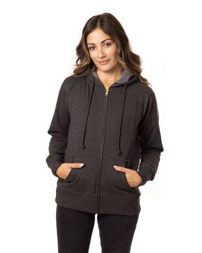 econscious Women's Heathered Full-Zip Hooded Sweatshirt EC4580 #colormdl_Charcoal
