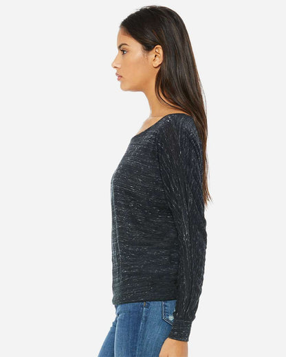 BELLA + CANVAS Women’s Flowy Off Shoulder Long Sleeve Tee 8850 #colormdl_Black Marble
