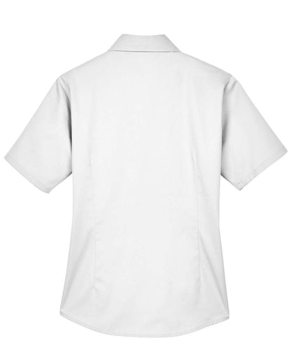 Harriton Women's Easy Blend™ Short Sleeve Twill Dress Shirt with Stain-Release M500SW #color_White