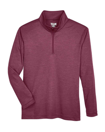 Team 365 Youth Zone Sonic Heather Performance Quarter-Zip Pullolver TT31HY #color_Sport Maroon Heather