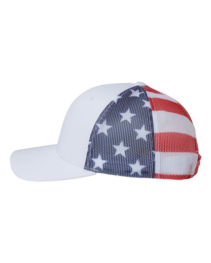 Kati Printed Mesh Trucker Cap S700M #color_White/ USA Flag
