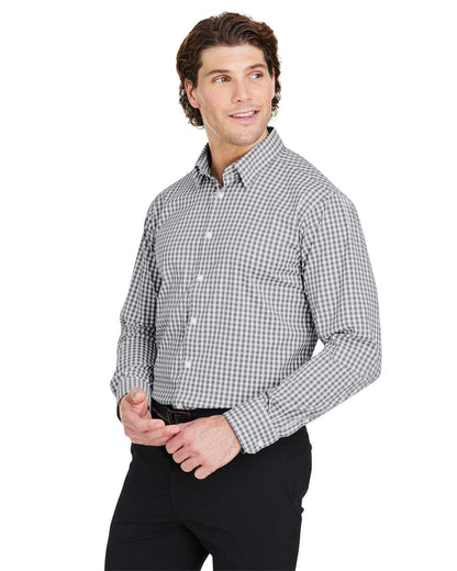 Devon & Jones Men's CrownLux Performance® Gingham Dress Shirt DG536 #colormdl_Graphite/ White