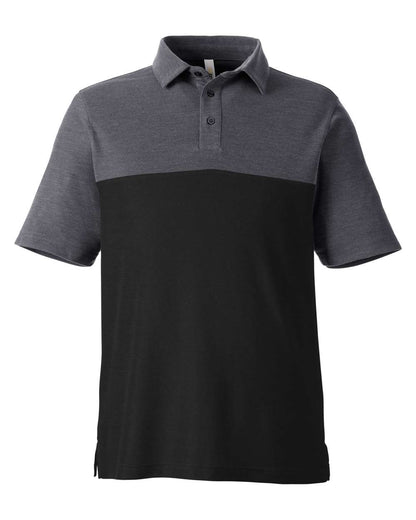 CORE365 Men's Fusion ChromaSoft™ Colorblock Polo CE112C #color_Black/ Carbon Heather