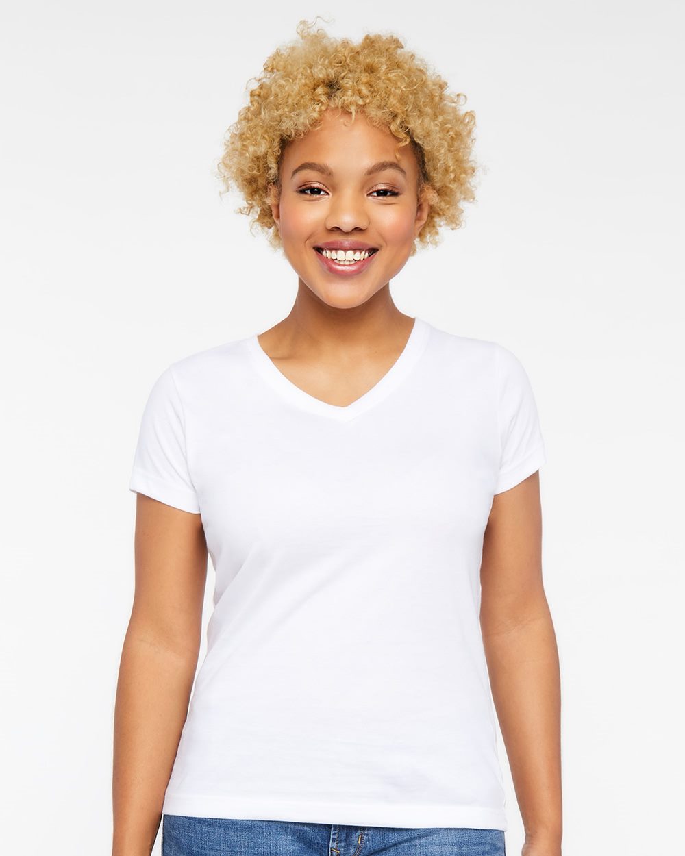 LAT Women's Fine Jersey V-Neck Tee 3507