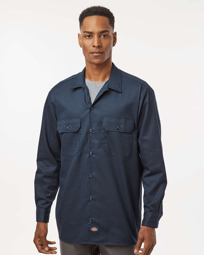Dickies Men's Tall Long Sleeve Work Shirt 5574T #colormdl_Dark Navy