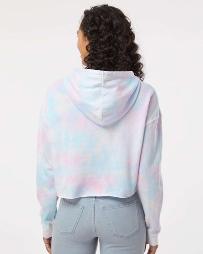 Independent Trading Co. Women’s Lightweight Crop Hooded Sweatshirt AFX64CRP #colormdl_Tie Dye Cotton Candy