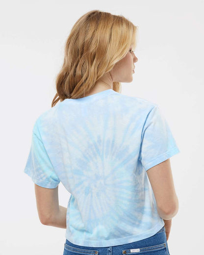 Colortone Women's Tie-Dyed Crop T-Shirt 1050 #colormdl_Lagoon