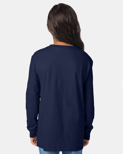 ComfortWash by Hanes Garment-Dyed Youth Long Sleeve T-Shirt GDH275 #colormdl_Navy