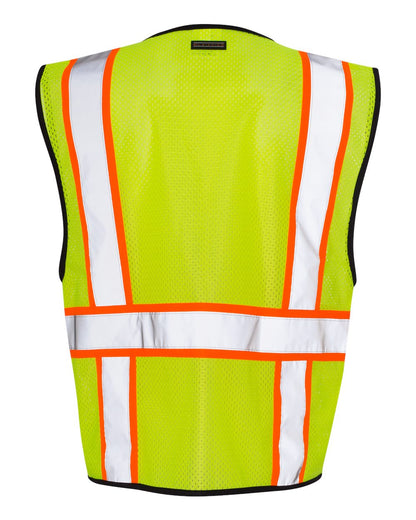 Kishigo Unisex Economy Contrasting Vest with Zippered Front 1527-1528 #color_Lime