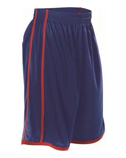 Alleson Athletic Women's Basketball Shorts 535PW #color_Navy/ Red