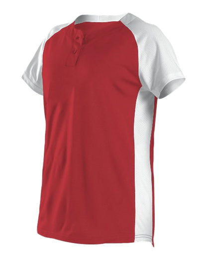 Alleson Athletic Women's Two Button Fastpitch Jersey 522PDW #color_Red/ White