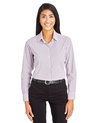 Devon & Jones Women's CrownLux Performance® Micro Windowpane Woven Dress Shirt DG540W #colormdl_Burgundy/ White