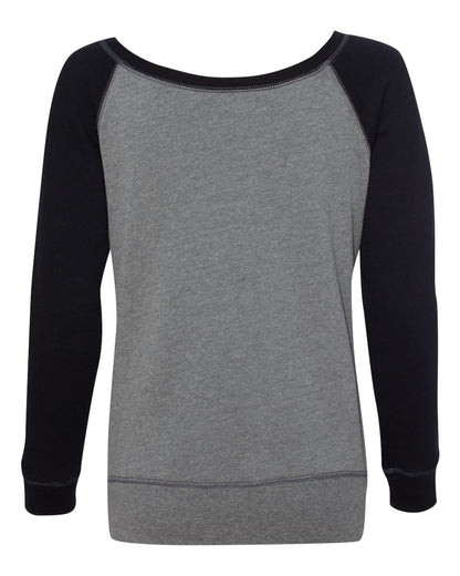 BELLA + CANVAS Women’s Sponge Fleece Wide Neck Sweatshirt 7501 #color_Deep Heather/ Black