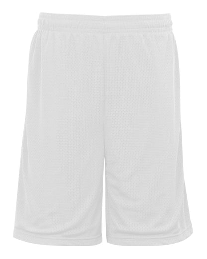 Badger Pro Mesh 9" Shorts with Pockets 7219 #color_White