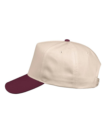Valucap Five-Panel Twill Cap 8869 #color_Natural/ Maroon