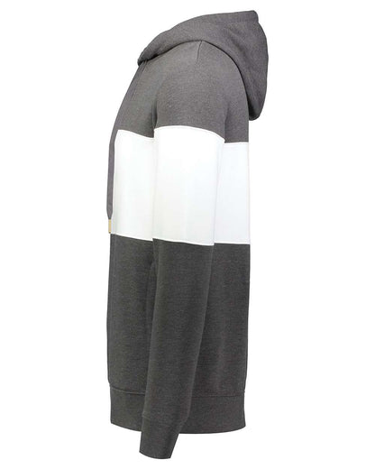 Holloway Men's All-American Fleece Colorblocked Hooded Sweatshirt 229563 #color_Carbon Heather/ White
