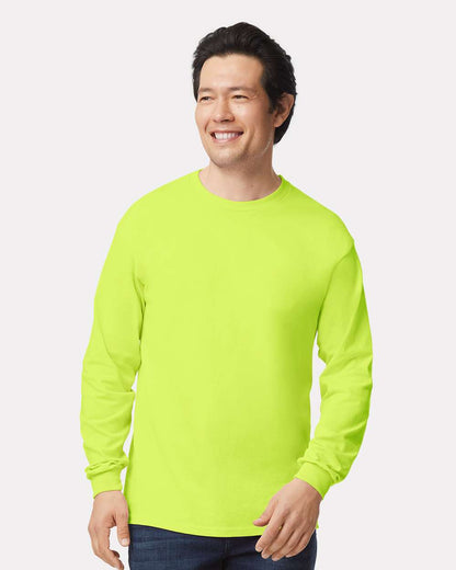 Gildan Unisex Ultra Cotton® Long Sleeve T-Shirt 2400 #colormdl_Safety Green