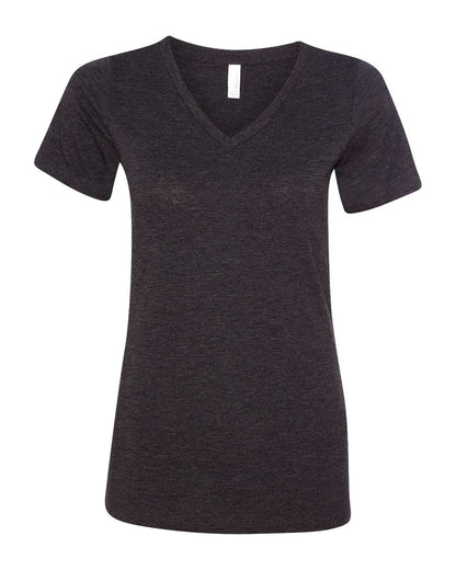 BELLA + CANVAS Women's Relaxed Triblend Short Sleeve V-Neck Tee 6415 #color_Charcoal Black Triblend