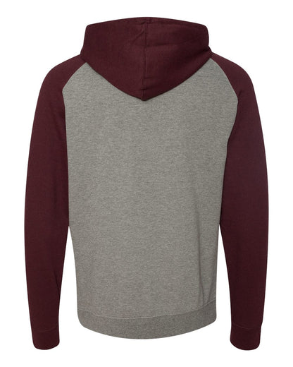 Independent Trading Co. Raglan Hooded Sweatshirt IND40RP #color_Gunmetal Heather/ Burgundy Heather