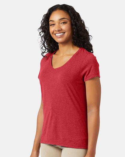 Hanes Women's Perfect-T Triblend V-Neck T-Shirt 42VT #colormdl_Red Triblend
