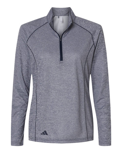 Adidas Women's Space Dyed Quarter-Zip Pullover A594 #color_Collegiate Navy Melange