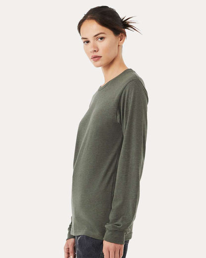 BELLA + CANVAS Heather CVC Long Sleeve Tee 3501CVC #colormdl_Heather Military Green