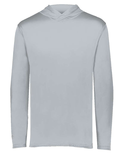Holloway Youth Momentum Hooded Long Sleeve T-Shirt 222831 #color_Silver